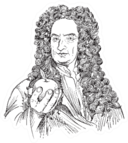 Isaac Newton (1643-1727) Portrait In Line Art Illustration Law Sticker