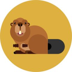 Isolated Beaver Icon In Modern Style On Yellow Sticker
