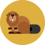 Isolated Beaver Icon In Modern Style On Yellow Sticker