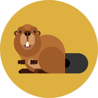 Isolated Beaver Icon In Modern Style On Yellow Sticker