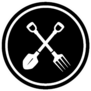 Isolated Black Pitchfork And Shovel Landscaper Icon Sticker