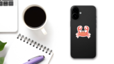 Isolated Crab Cartoon Sticker on a Phone (New) example