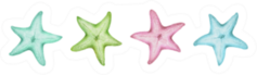 Isolated Cute Watercolor Starfish Set Sticker