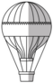 Isolated Hot Air Balloon Black and White Sticker