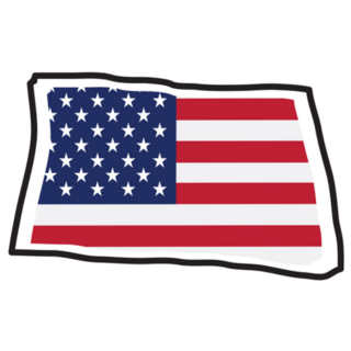 Isolated Map Of North Dakota American Flag Sticker