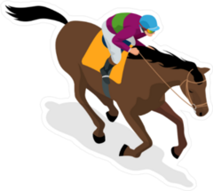 Isometric Jockey On Horse Sticker