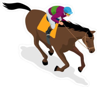 Isometric Jockey On Horse Sticker
