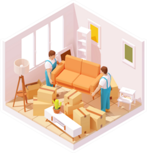 Isometric Moving Service Workers Illustration Sticker