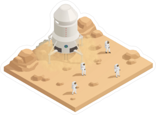Isometric Space Exploration Mission Sticker