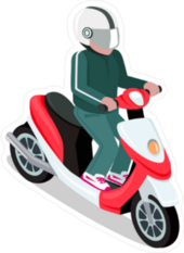 Isometric View Motorcyclist Sticker