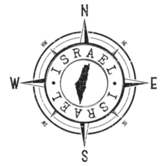 Israel Stamp Map Compass Sticker