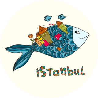 Istanbul Turkey Illustrated Fish Sticker