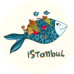 Istanbul Turkey Illustrated Fish Sticker