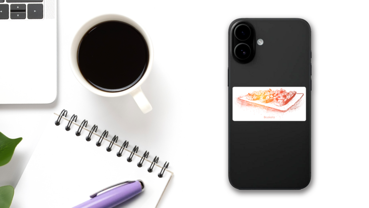 Italian Bruschetta Sticker on a Phone (New) example