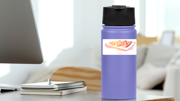 Italian Bruschetta Sticker on a Water Bottle (New) example