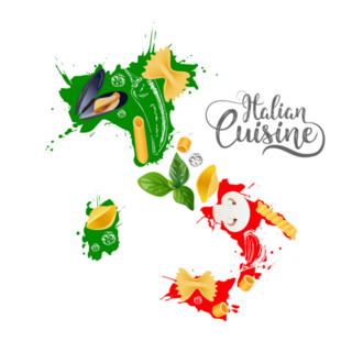 Italian Cuisine Italy Map Sticker