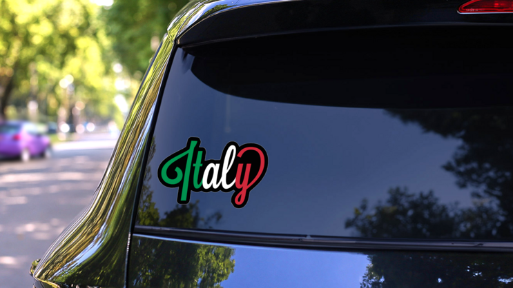 Italian Flag Lettering Sticker on a Rear Car Window (New) example