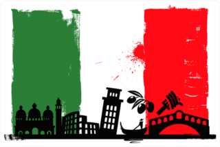 Italian Flag With Famous Silhouettes Sticker