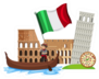 Italian Tourist Attractions With Flag Sticker