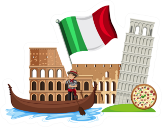 Italian Tourist Attractions With Flag Sticker