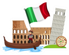 Italian Tourist Attractions With Flag Sticker