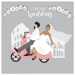 Italian Wedding With Colosseum And Scooter Sticker