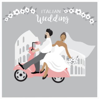 Italian Wedding With Colosseum And Scooter Sticker