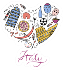 Italy Doodle Heart Sticker