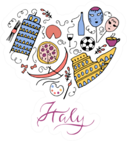 Italy Doodle Heart Sticker