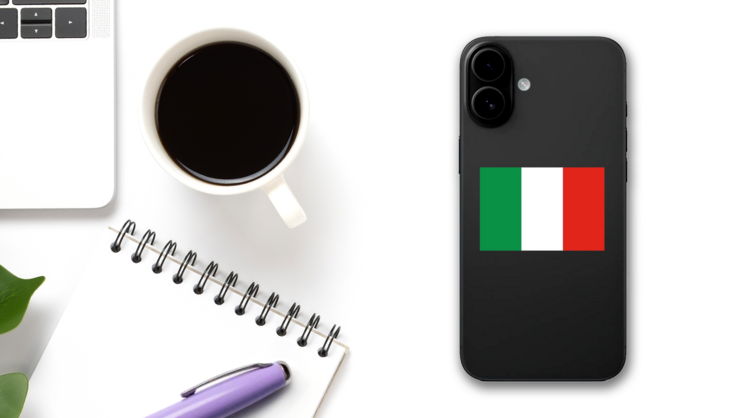 Italy Flag Sticker on a Phone (New) example