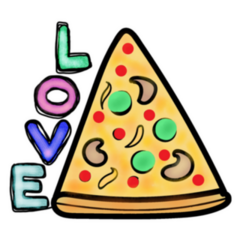 Italy Pizza Love Illustration Sticker