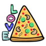 Italy Pizza Love Illustration Sticker