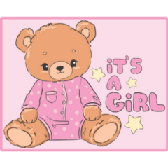 Its A Girl Bear Sticker