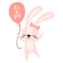 Its A Girl Pink Bunny Sticker