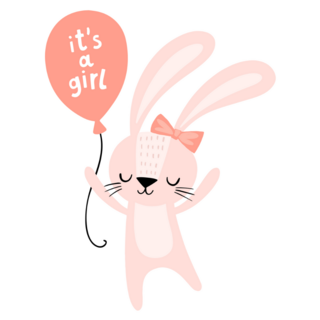 Its A Girl Pink Bunny Sticker