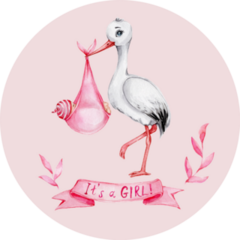 Its A Girl Stork Watercolor Sticker 