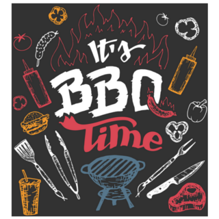 Its Barbecue Time Sketch Lettering Sticker