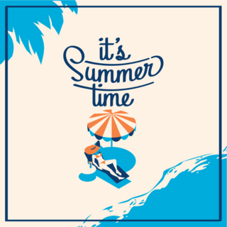 Its Summertime Beach Umbrella Sticker