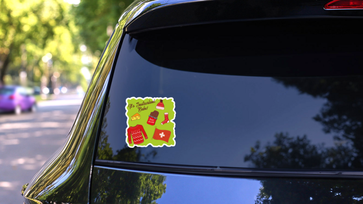 Its Switzerland Babe! Sticker on a Rear Car Window (New) example