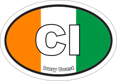 Ivory Coast Ci Flag Oval Sticker