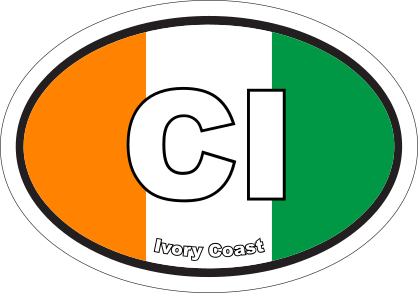 Ivory Coast Ci Flag Oval Sticker