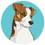 Jack Russell Blue Circle Sticker