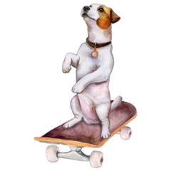 Jack Russell On Skateboard Sticker