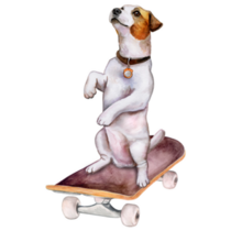Jack Russell On Skateboard Sticker