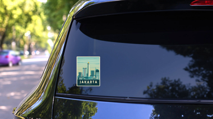Jakarta City Landmark View Indonesia Sticker on a Rear Car Window (New) example