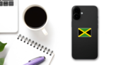 Jamaica Flag Simple Sticker on a Phone (New) example