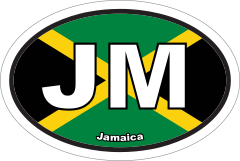 Jamaica Jm Flag Oval Sticker