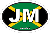 Jamaica Jm Flag Oval Sticker