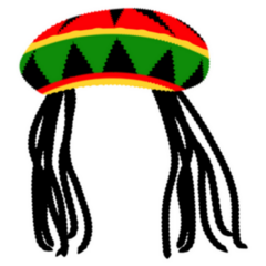 Jamaican Rasta Hat With Dreadlocks Sticker