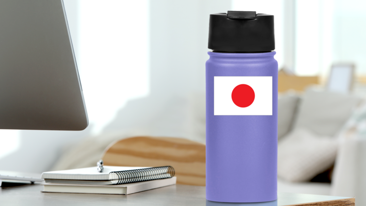 Japan Flag Sticker on a Water Bottle (New) example